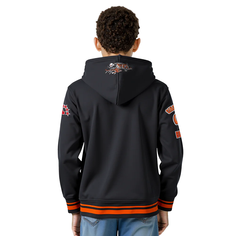NFL CINCINNATI BENGALS RETRO CLASSIC BIG BOYS RIB FLEECE PULLOVER HOODIE (BLACK/ORANGE) - Image 2