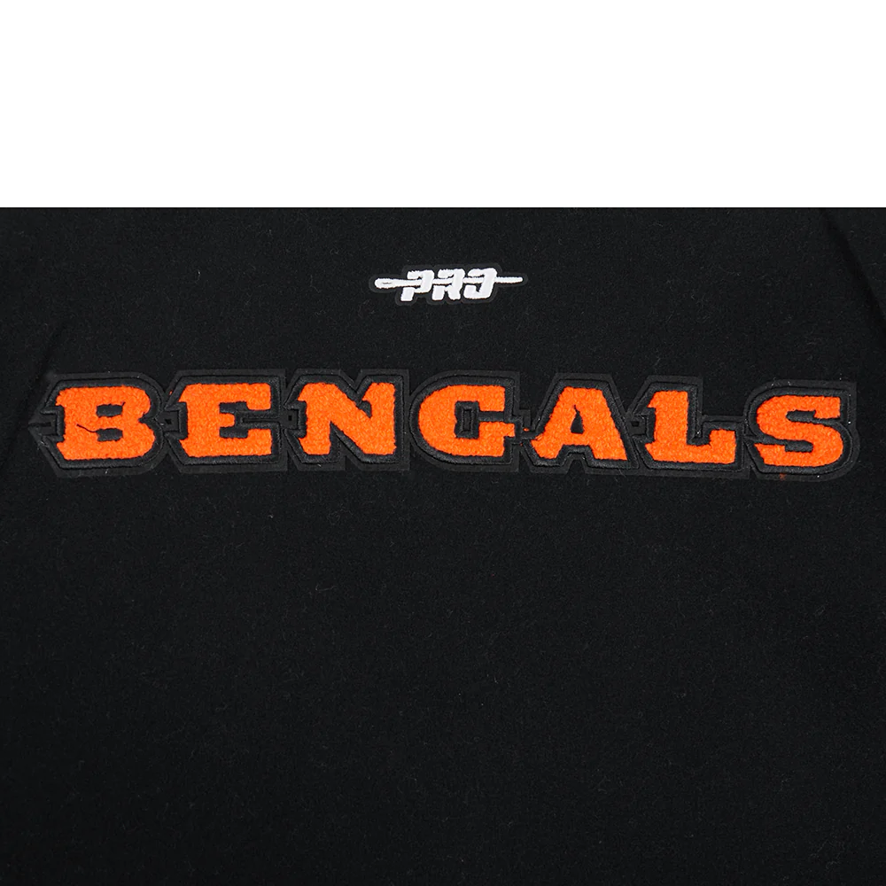 NFL CINCINNATI BENGALS CLASSIC CHENILLE BIG BOY'S WOOL VARSITY JACKET (BLACK/WHITE) - Image 4