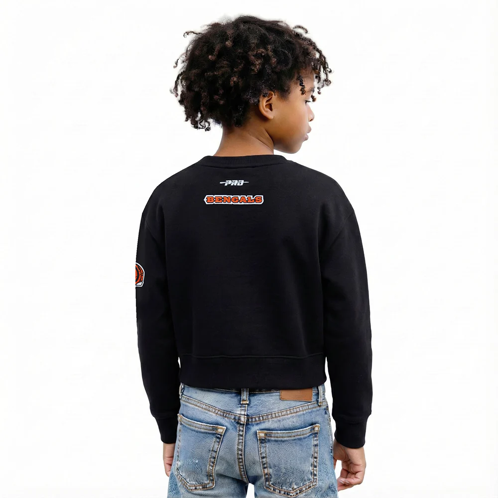 NFL CINCINNATI BENGALS CLASSIC BIG GIRL'S FLC CREWNECK (BLACK) - Image 2