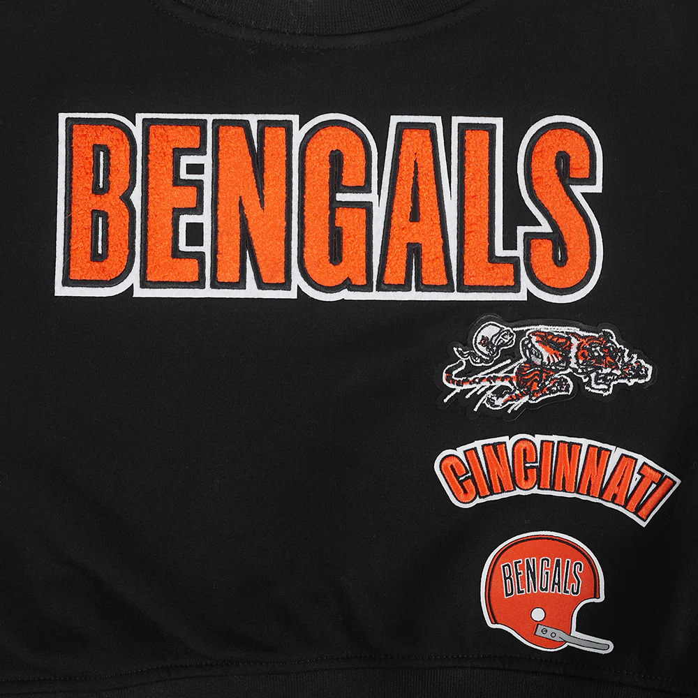 NFL CINCINNATI BENGALS RETRO CLASSIC BIG GIRLS RIB FLEECE CREWNECK (BLACK/ORANGE) - Image 5