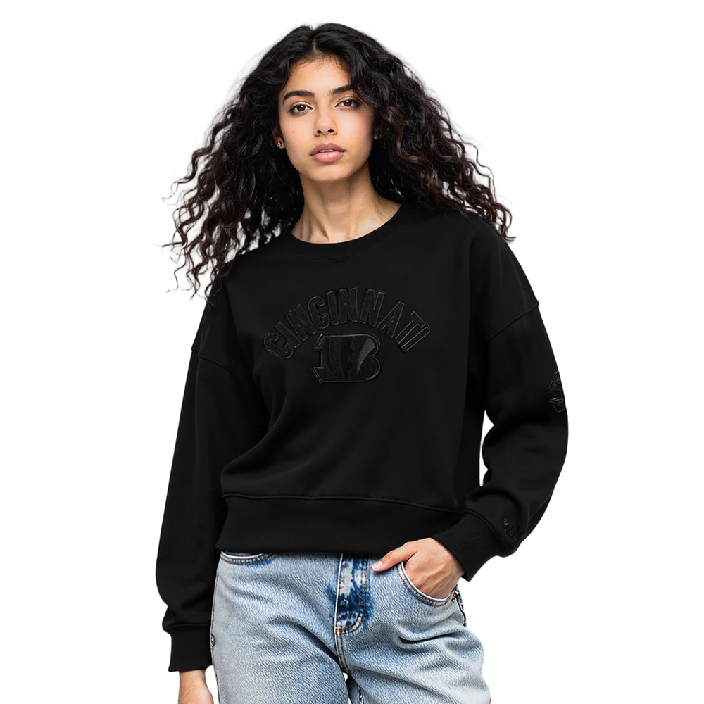 NFL CINCINNATI BENGALS TRIPLE BLACK WOMEN'S FLC CREWNECK (TRIPLE BLACK WOMEN'S) - Image 10