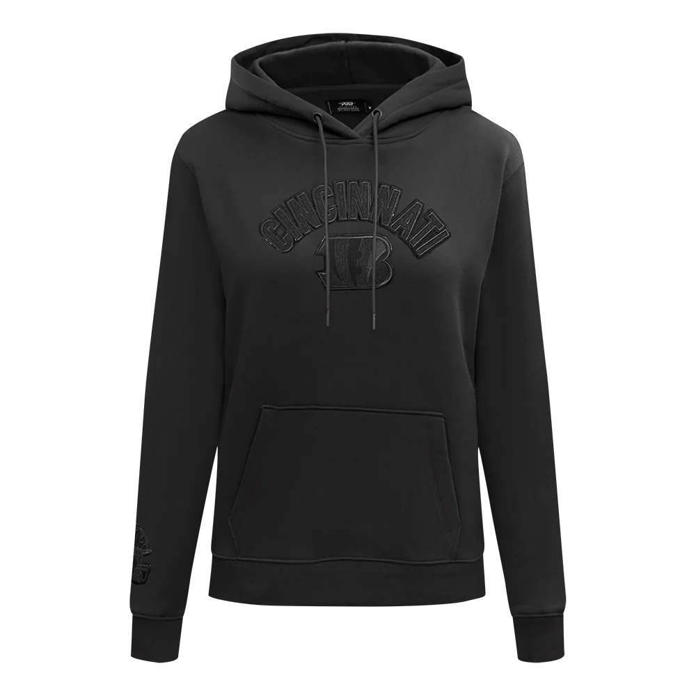 NFL CINCINNATI BENGALS TRIPLE BLACK WOMEN'S FLC PO HOODIE (TRIPLE BLACK WOMEN'S)