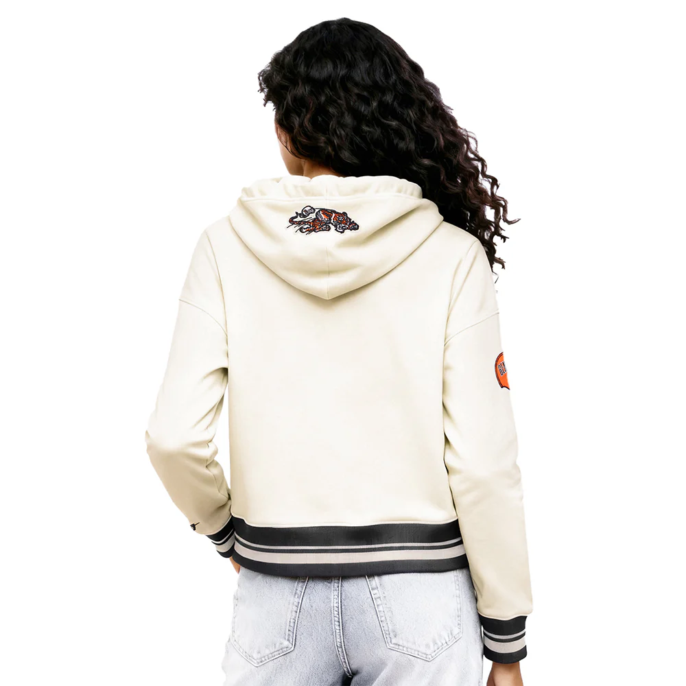 NFL CINCINNATI BENGALS RETRO CLASSIC WOMEN'S RIB CROPPED PO HOODIE (EGGSHELL/ BLACK) - Image 2