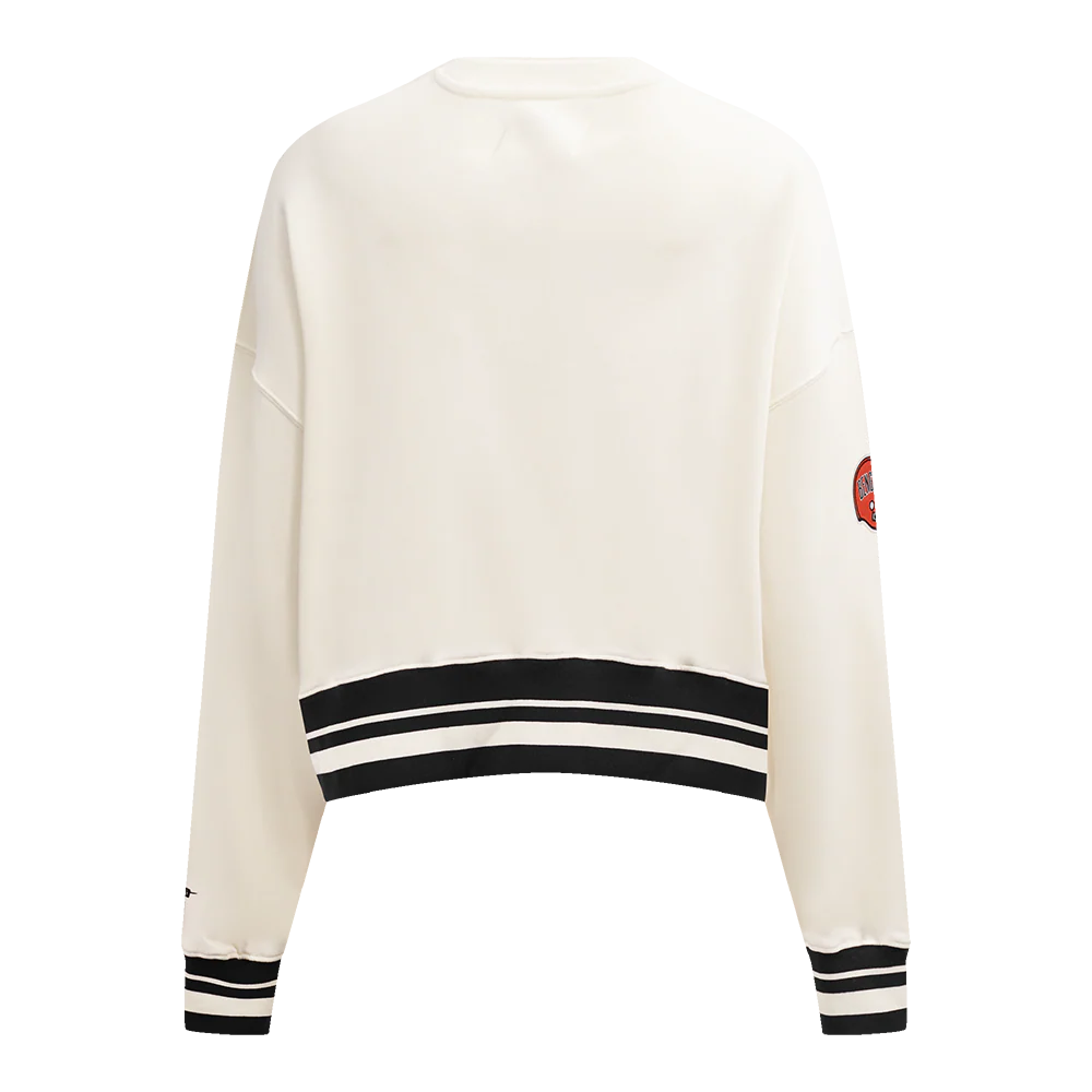 NFL CINCINNATI BENGALS RETRO CLASSIC WOMEN'S RIB CREWNECK (EGGSHELL/ BLACK) - Image 3
