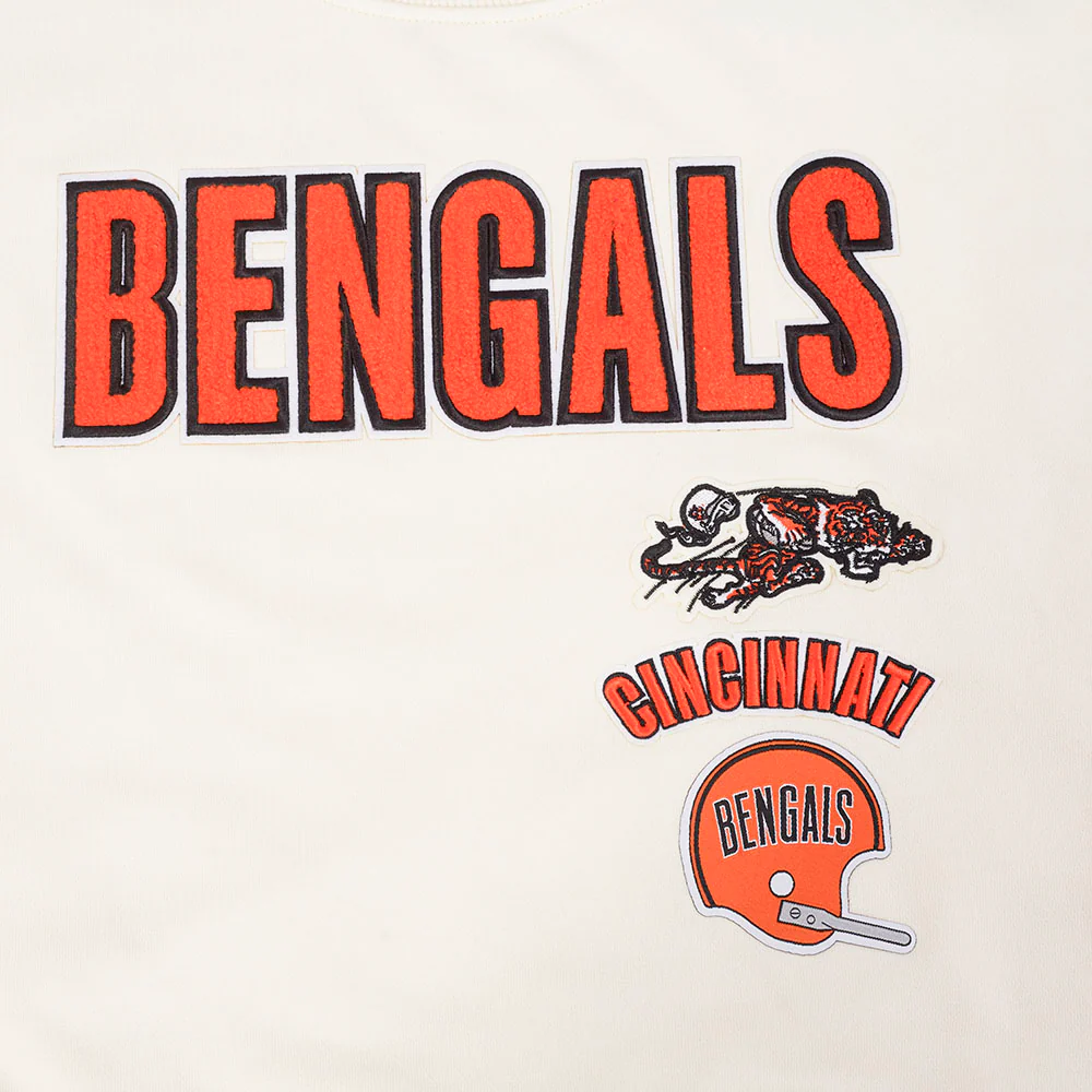 NFL CINCINNATI BENGALS RETRO CLASSIC WOMEN'S RIB CREWNECK (EGGSHELL/ BLACK) - Image 5