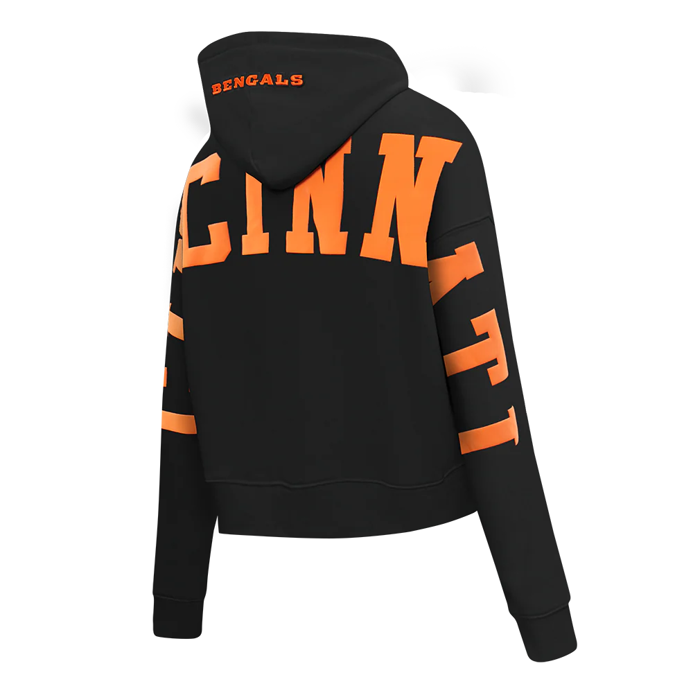 NFL CINCINNATI BENGALS WINGSPAN WOMEN'S FLC CROPPED PO HOODIE (BLACK) - Image 6