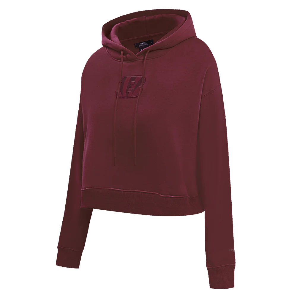 NFL CINCINNATI BENGALS NEUTRAL CROPPED FLEECE PULLOVER HOODIE (WINE) - Image 2