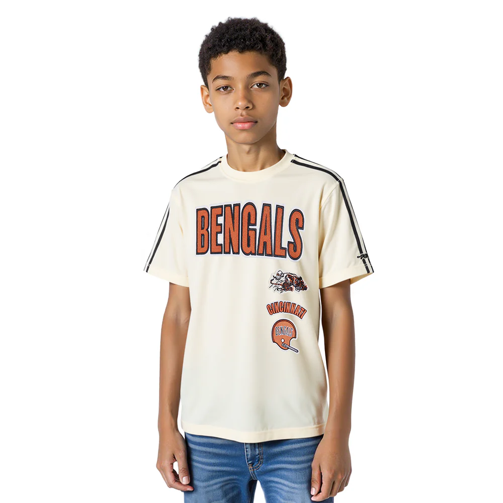 NFL CINCINNATI BENGALS RETRO CLASSIC LITTLE BOY'S SS TAPING TEE (EGGSHELL/ BLACK)