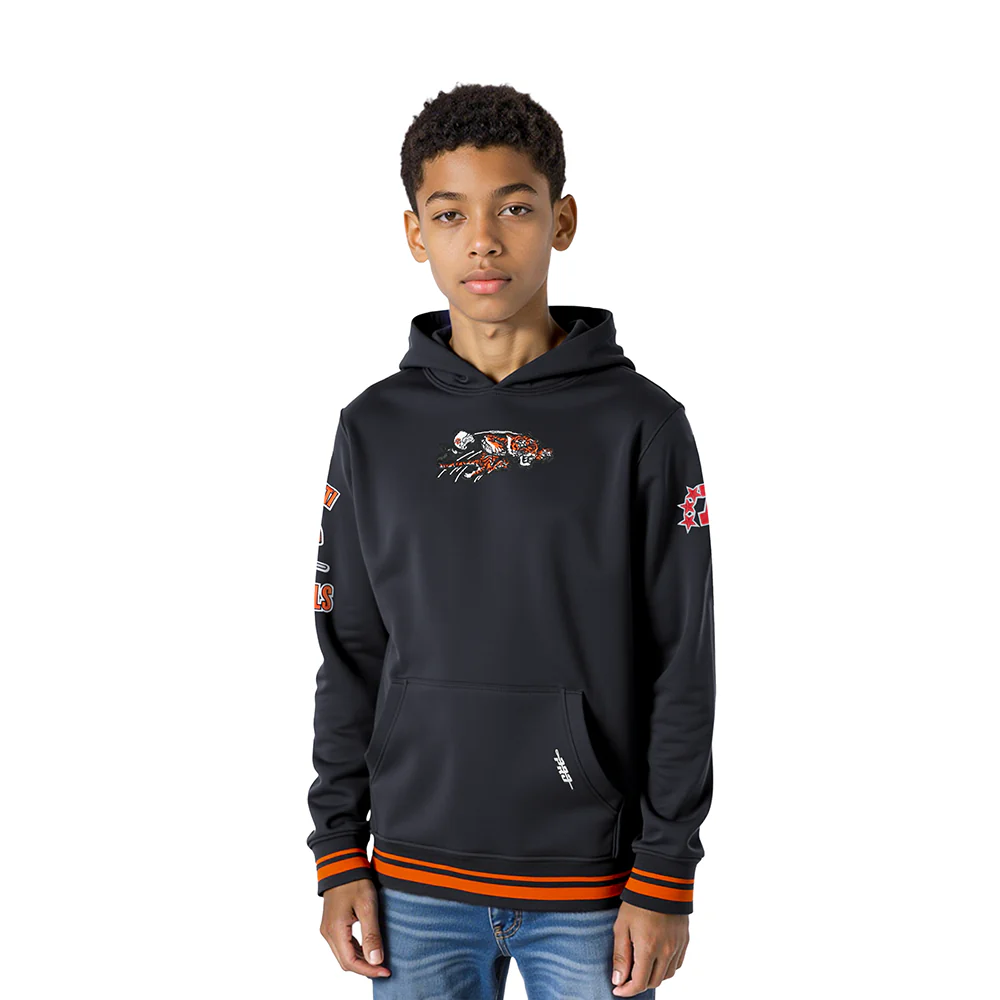 NFL CINCINNATI BENGALS RETRO CLASSIC LITTLE BOYS RIB FLEECE PULLOVER HOODIE (BLACK/ORANGE)