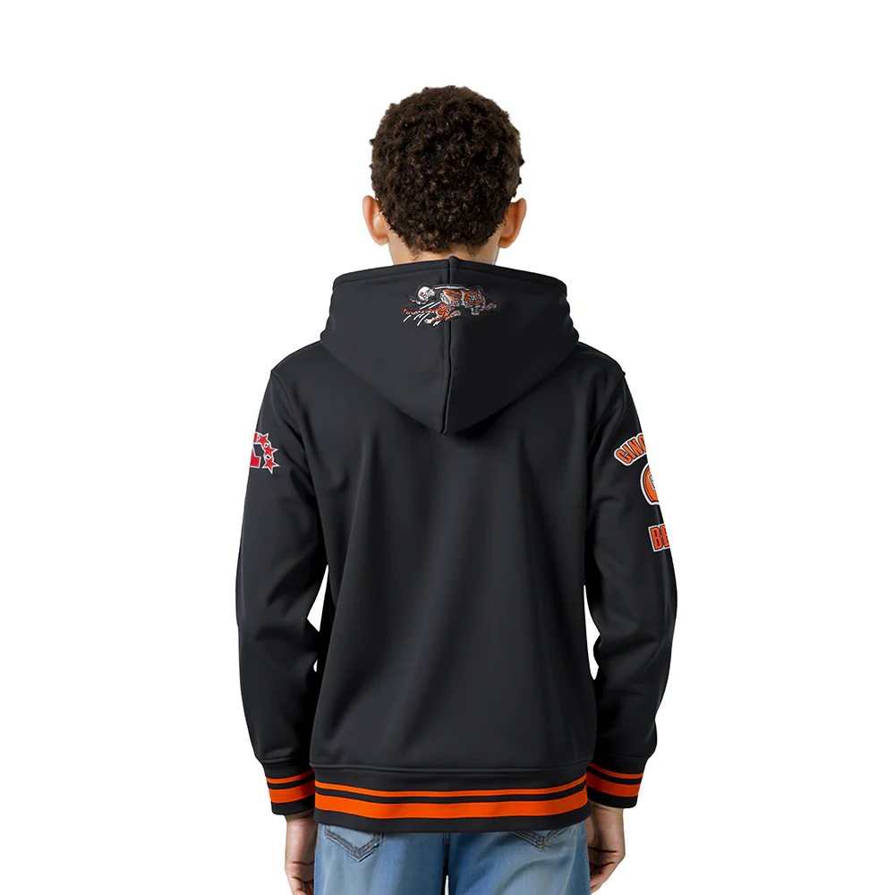 NFL CINCINNATI BENGALS RETRO CLASSIC LITTLE BOYS RIB FLEECE PULLOVER HOODIE (BLACK/ORANGE) - Image 2
