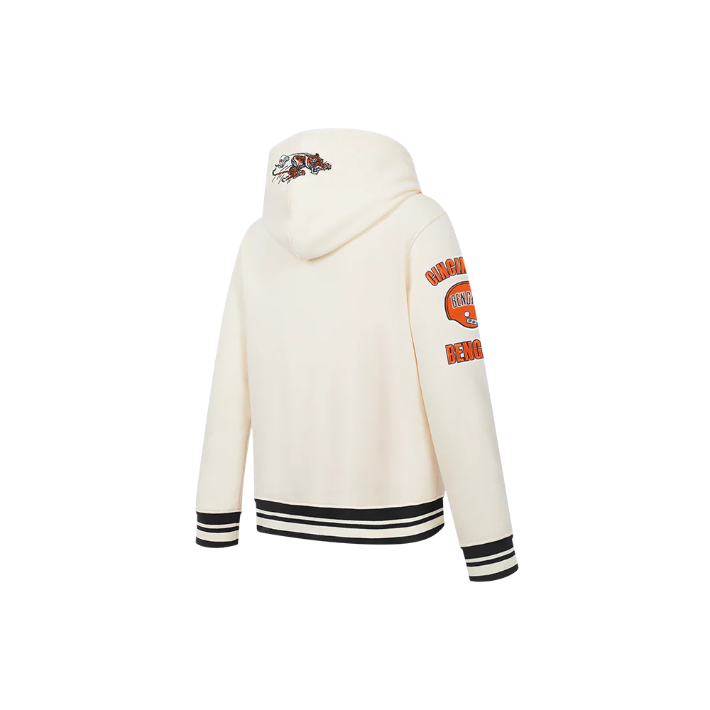 NFL CINCINNATI BENGALS RETRO CLASSIC LITTLE BOY'S RIB FLC PO HOODIE (EGGSHELL/ BLACK) - Image 4
