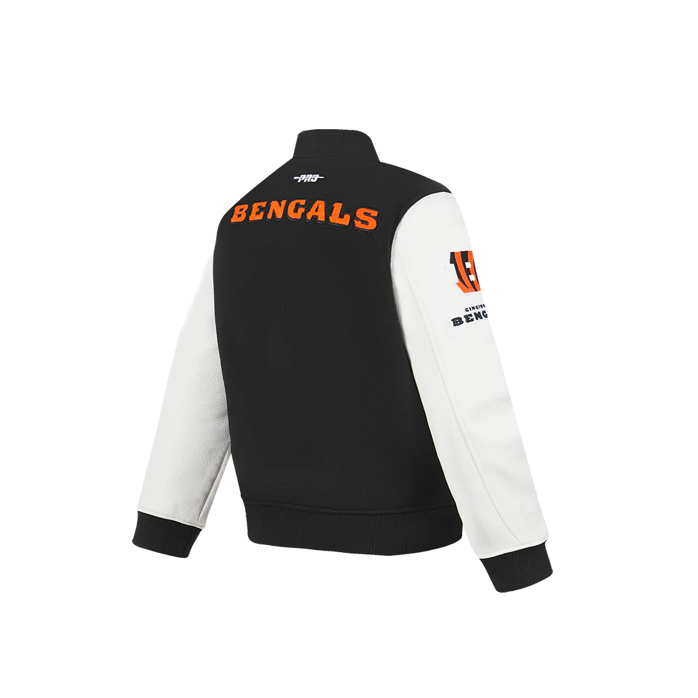 NFL CINCINNATI BENGALS CLASSIC CHENILLE LITTLE BOY'S WOOL VARSITY JACKET (BLACK/WHITE) - Image 4