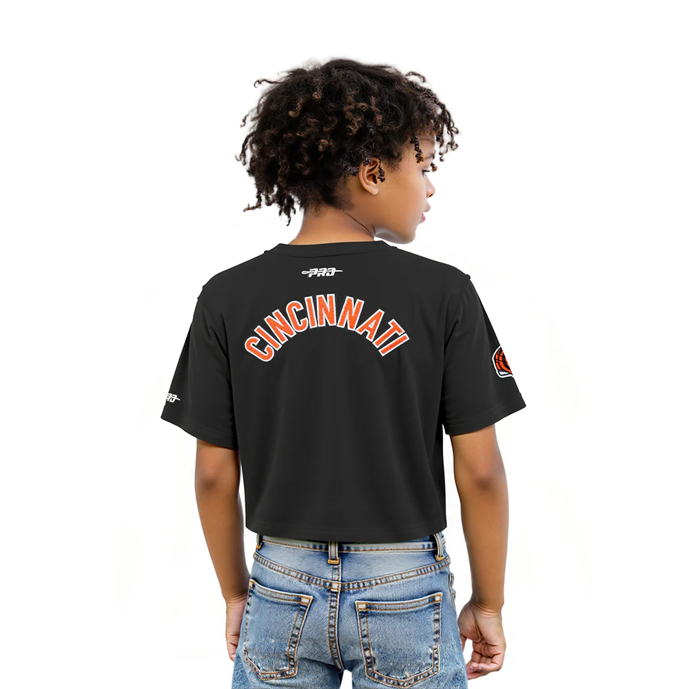 NFL CINCINNATI BENGALS CLASSIC LITTLE GIRLS SHORT SLEEVE BOXY TEE (BLACK) - Image 2