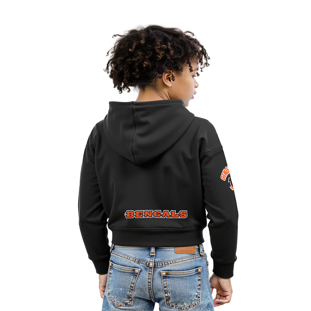 NFL CINCINNATI BENGALS CLASSIC LITTLE GIRLS  FLEECE FULL ZIP HOODIE (BLACK) - Image 2