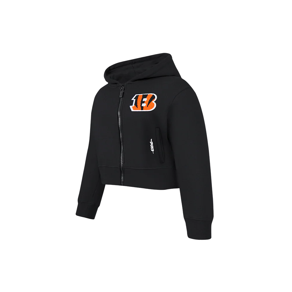 NFL CINCINNATI BENGALS CLASSIC LITTLE GIRLS  FLEECE FULL ZIP HOODIE (BLACK) - Image 3