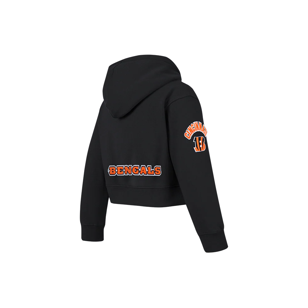 NFL CINCINNATI BENGALS CLASSIC LITTLE GIRLS  FLEECE FULL ZIP HOODIE (BLACK) - Image 4