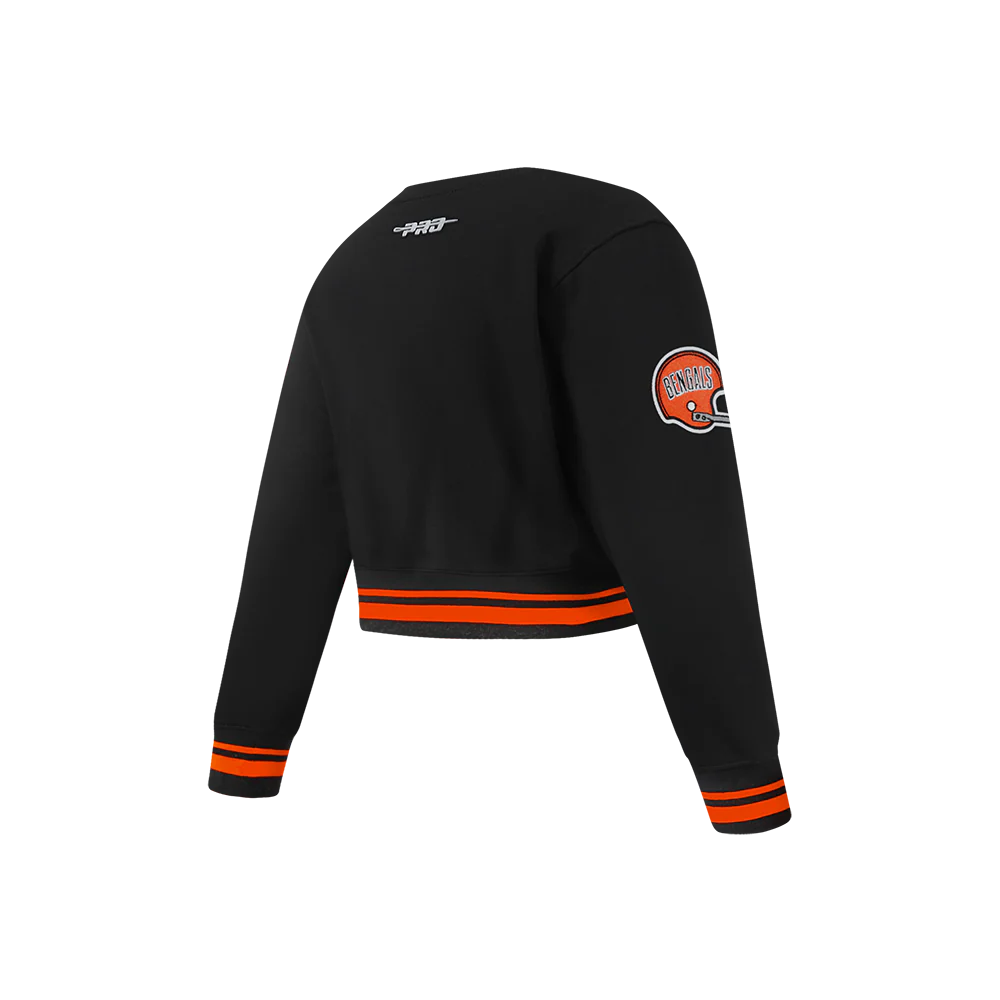 NFL CINCINNATI BENGALS RETRO CLASSIC LITTLE GIRLS  RIB FLEECE CREWNECK (BLACK/ORANGE) - Image 4