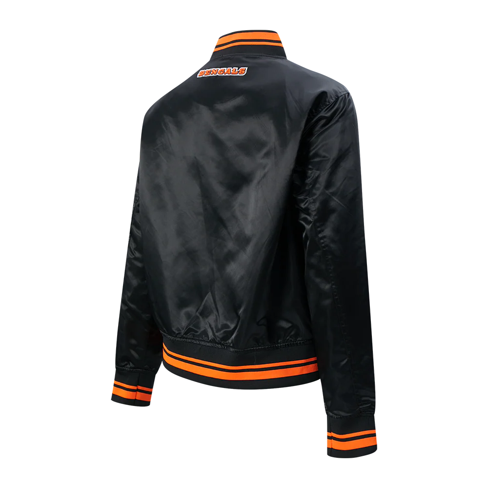 NFL CINCINNATI BENGALS SCRIPT TAIL WOMEN'S SATIN JACKET (BLACK/ORANGE) - Image 6
