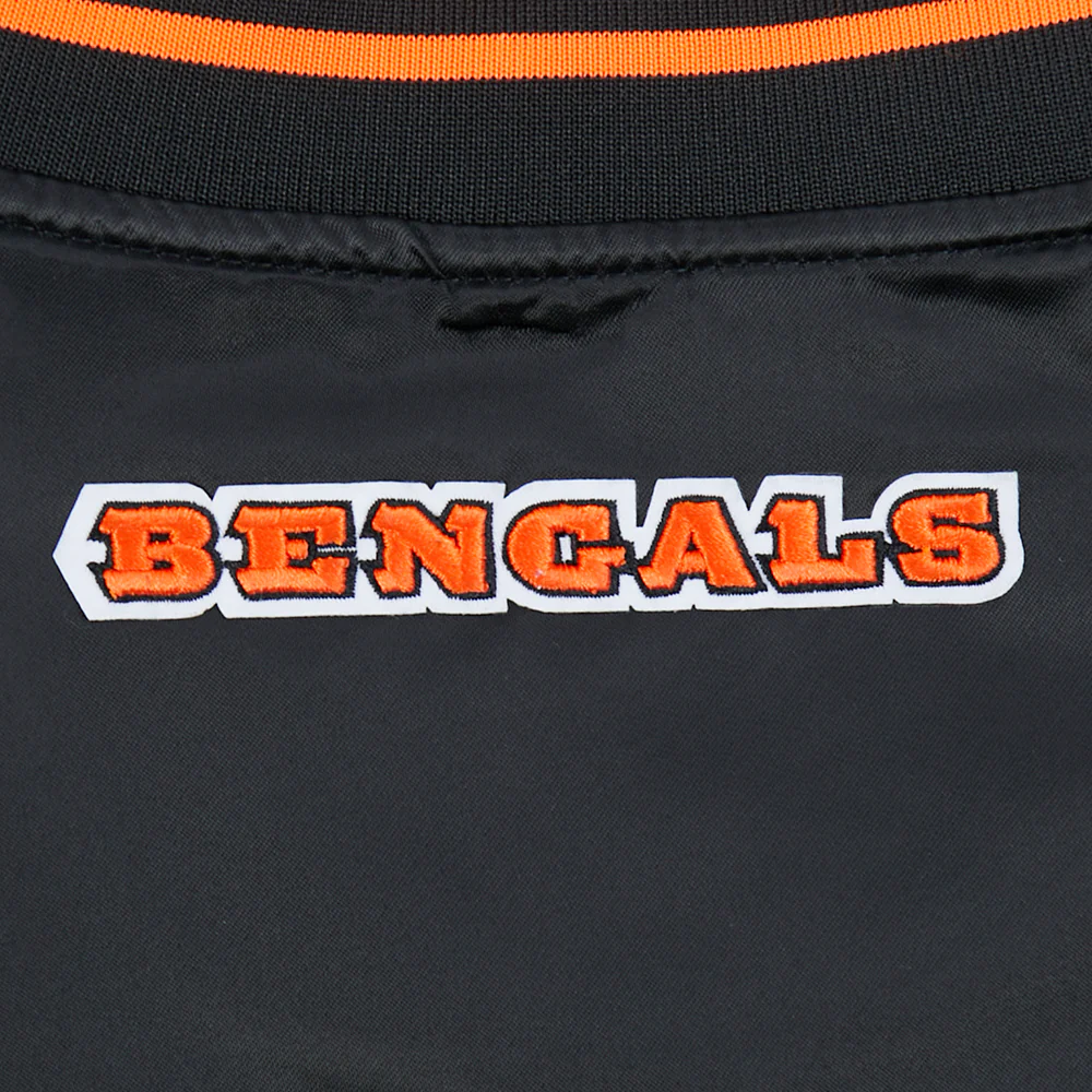 NFL CINCINNATI BENGALS SCRIPT TAIL WOMEN'S SATIN JACKET (BLACK/ORANGE) - Image 8