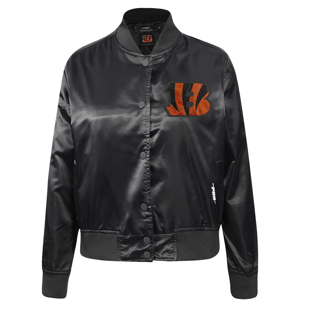 NFL CINCINNATI BENGALS JEWELS WOMEN'S SATIN JACKET (BLACK)