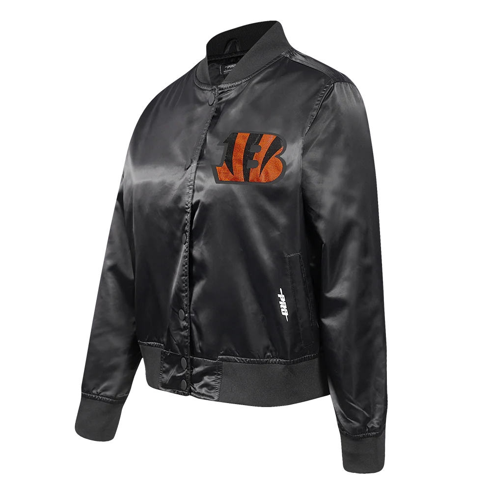 NFL CINCINNATI BENGALS JEWELS WOMEN'S SATIN JACKET (BLACK) - Image 2
