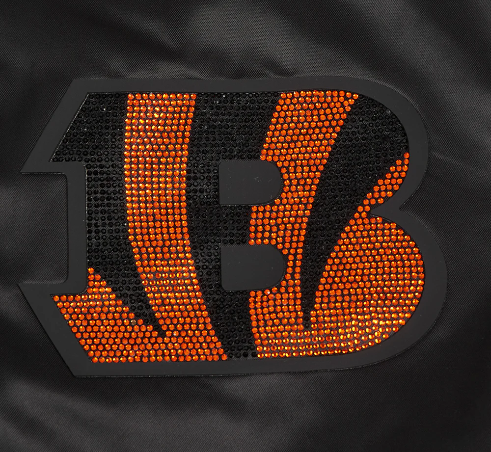 NFL CINCINNATI BENGALS JEWELS WOMEN'S SATIN JACKET (BLACK) - Image 5