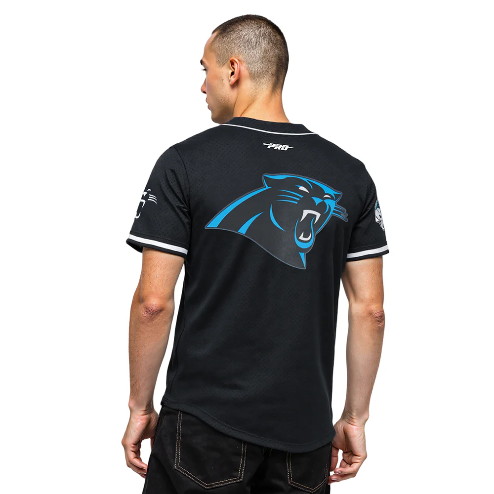 NFL CAROLINA PANTHERS CLASSIC MESH BUTTON DOWN SHIRT (BLACK) - Image 2