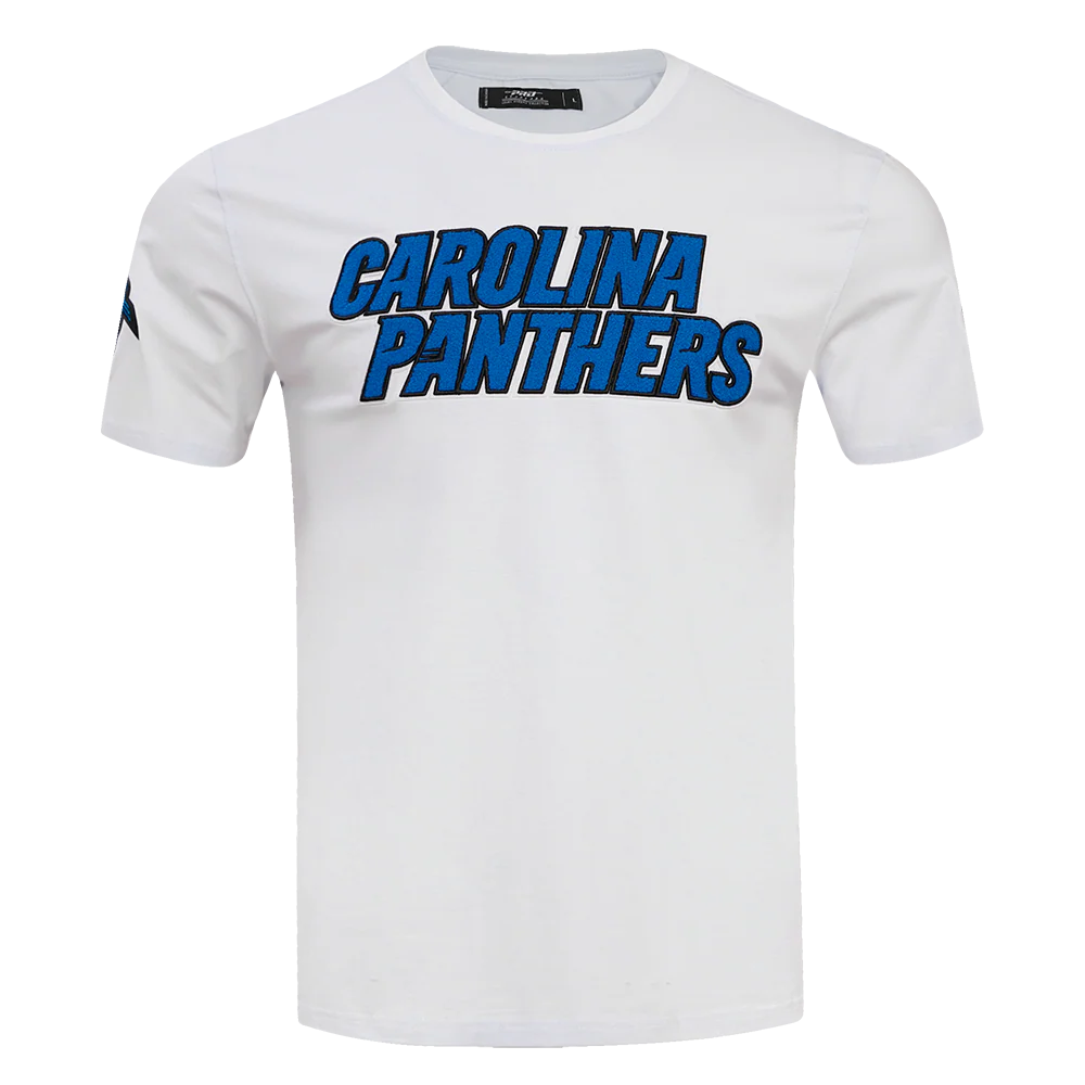 NFL CAROLINA PANTHERS CLASSIC CHENILLE SINGLE JERSEY TEE (WHITE)