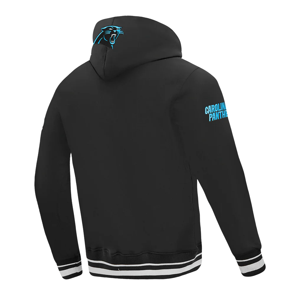 NFL CAROLINA PANTHERS SCRIPT TAIL MEN'S RIB FLC PO HOODIE (BLACK) - Image 14