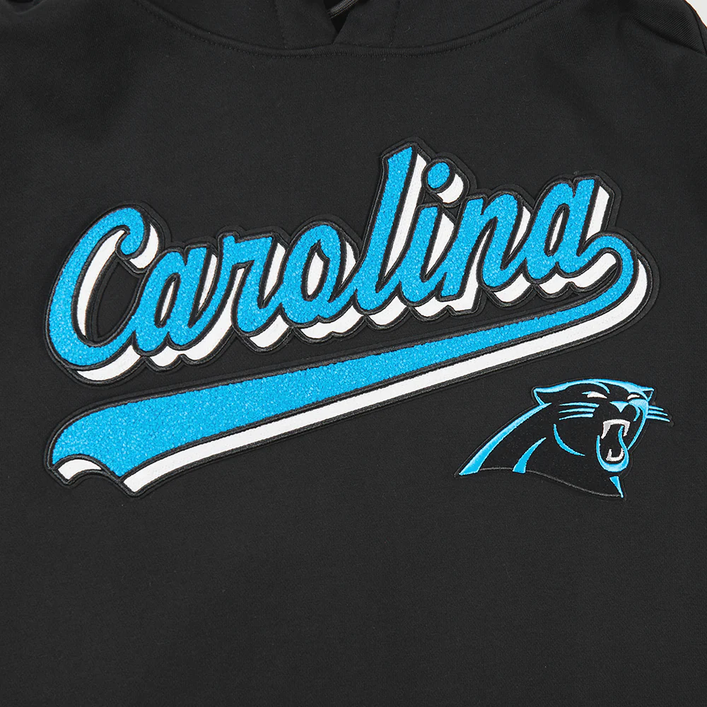 NFL CAROLINA PANTHERS SCRIPT TAIL MEN'S RIB FLC PO HOODIE (BLACK) - Image 7
