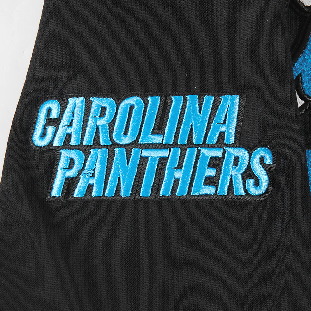 NFL CAROLINA PANTHERS SCRIPT TAIL MEN'S RIB FLC PO HOODIE (BLACK) - Image 9