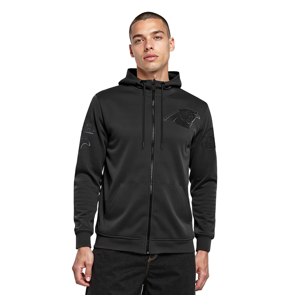 NFL CAROLINA PANTHERS TRIPLE BLACK MEN'S DK FZ HOODIE (TRIPLE BLACK) - Image 11