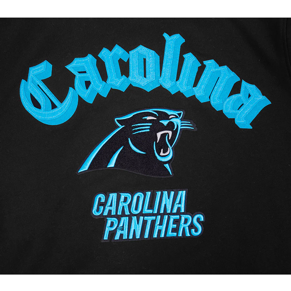 NFL CAROLINA PANTHERS OLD ENGLISH MEN'S PO HOODIE (BLACK) - Image 7