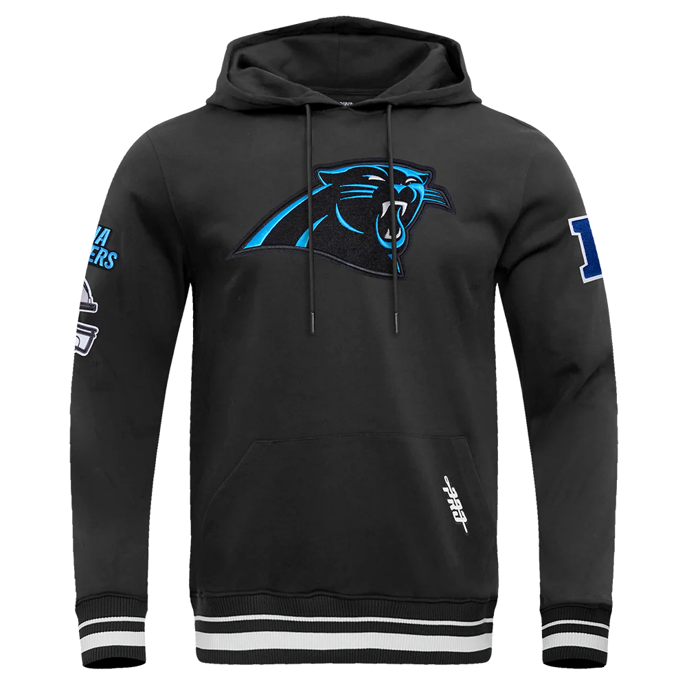 NFL CAROLINA PANTHERS MASHUP MEN'S RIB PO HOODIE (BLACK)