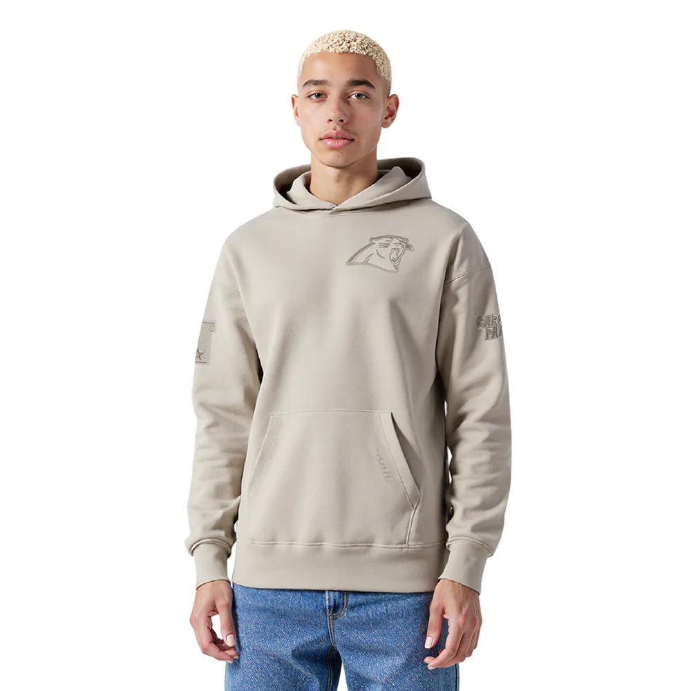NFL CAROLINA PANTHERS NEUTRAL MEN'S DROP SHOULDER FLC PO HOODIE (TAUPE)