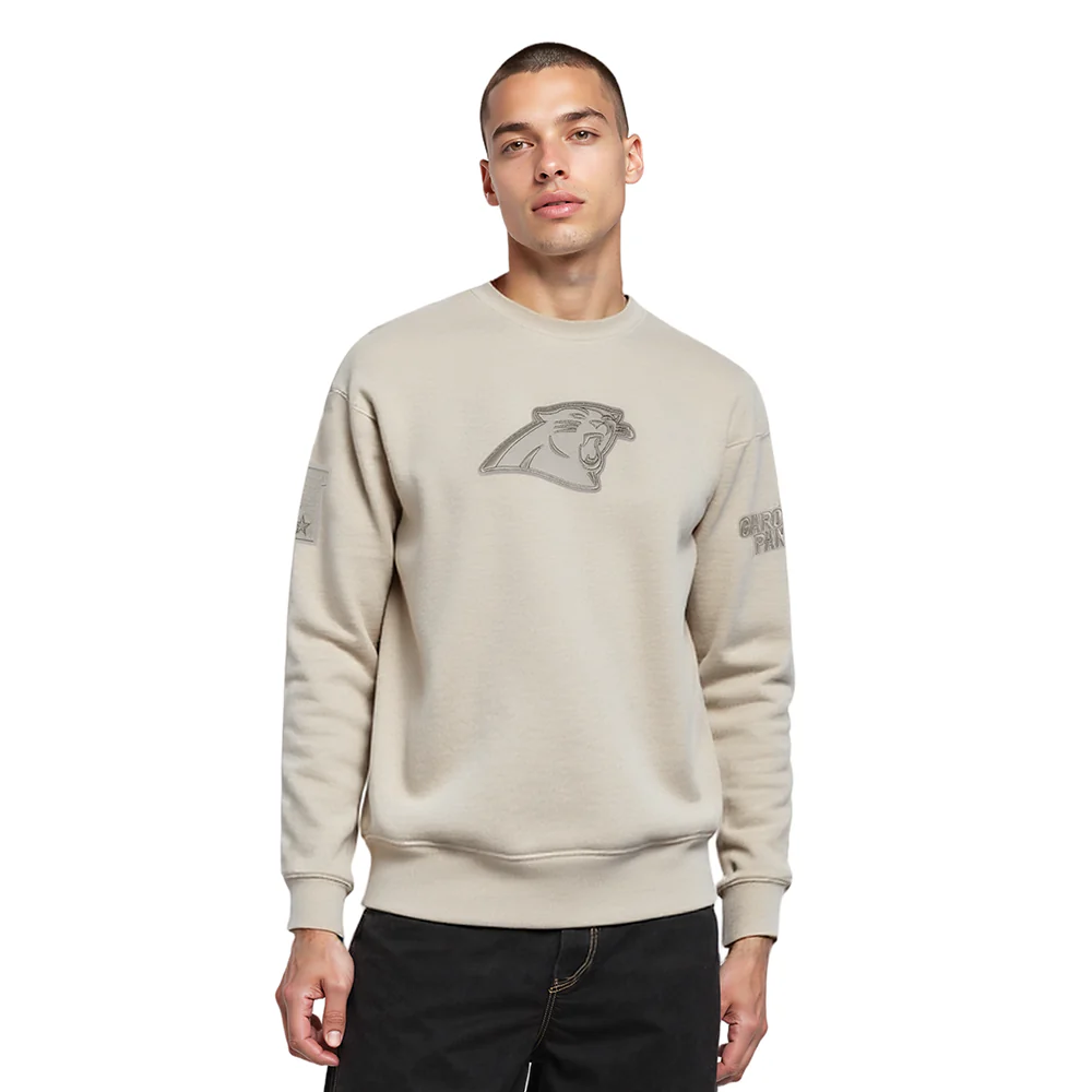NFL CAROLINA PANTHERS NEUTRAL MEN'S DROP SHOULDER FLC CREWNECK (TAUPE) - Image 10