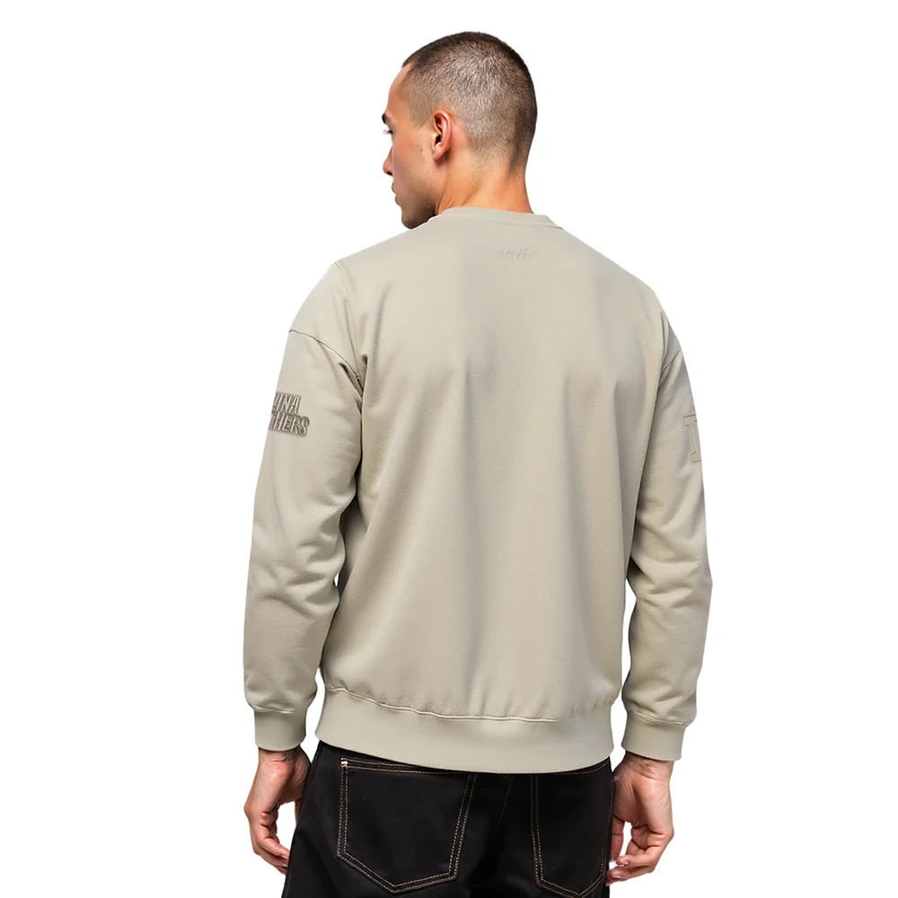 NFL CAROLINA PANTHERS NEUTRAL MEN'S DROP SHOULDER FLC CREWNECK (TAUPE) - Image 2