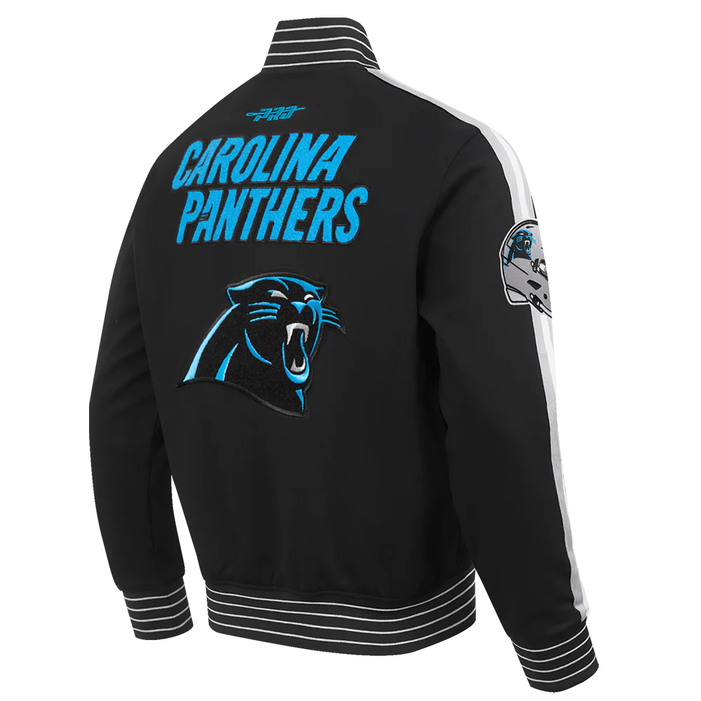 NFL CAROLINA PANTHERS PRO GAME DAY MEN'S DBL KNIT JACKET (BLACK/SILVER/WHITE) - Image 4