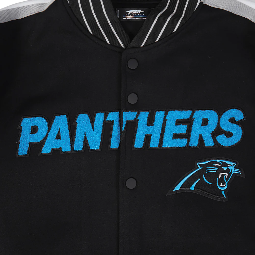 NFL CAROLINA PANTHERS PRO GAME DAY MEN'S DBL KNIT JACKET (BLACK/SILVER/WHITE) - Image 6