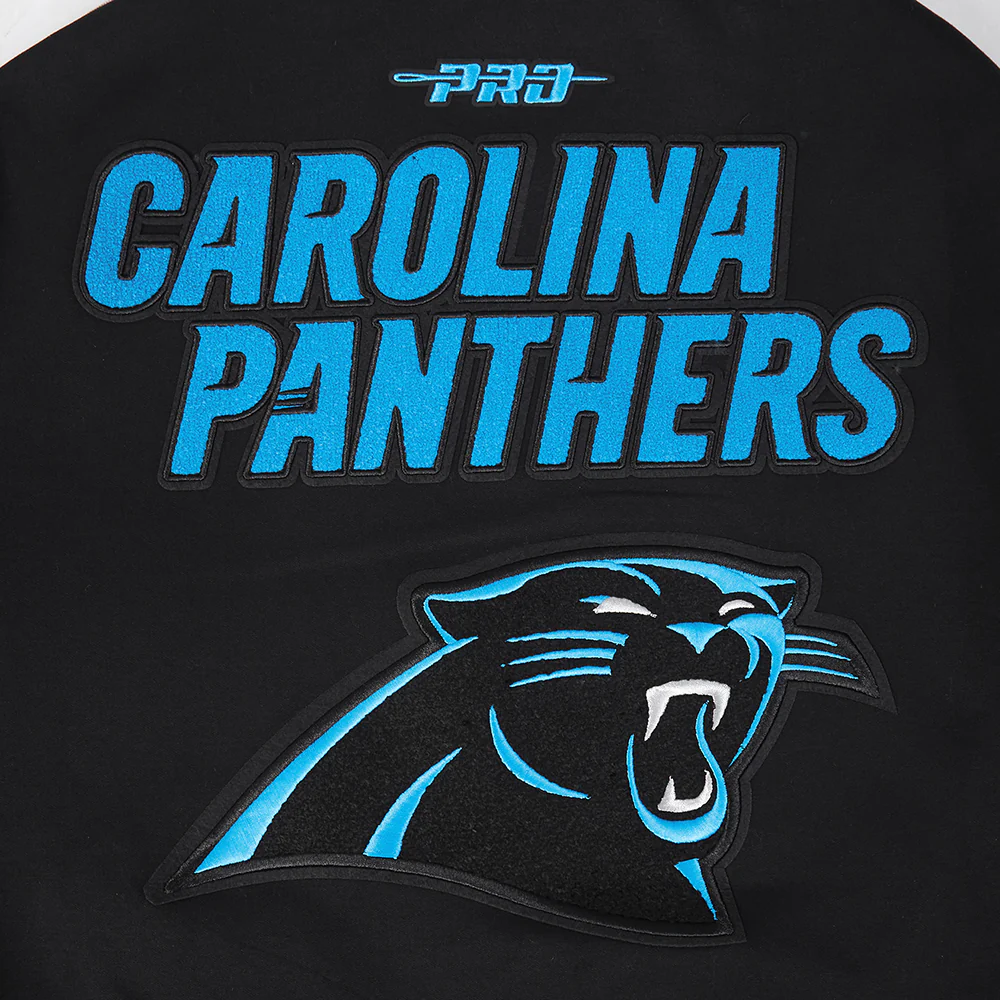 NFL CAROLINA PANTHERS PRO GAME DAY MEN'S DBL KNIT JACKET (BLACK/SILVER/WHITE) - Image 9