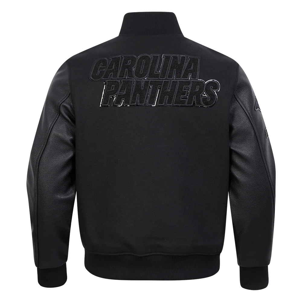 NFL CAROLINA PANTHERS TRIPLE BLACK WOOL MEN'S VARSITY JACKET (TRIPLE BLACK) - Image 3