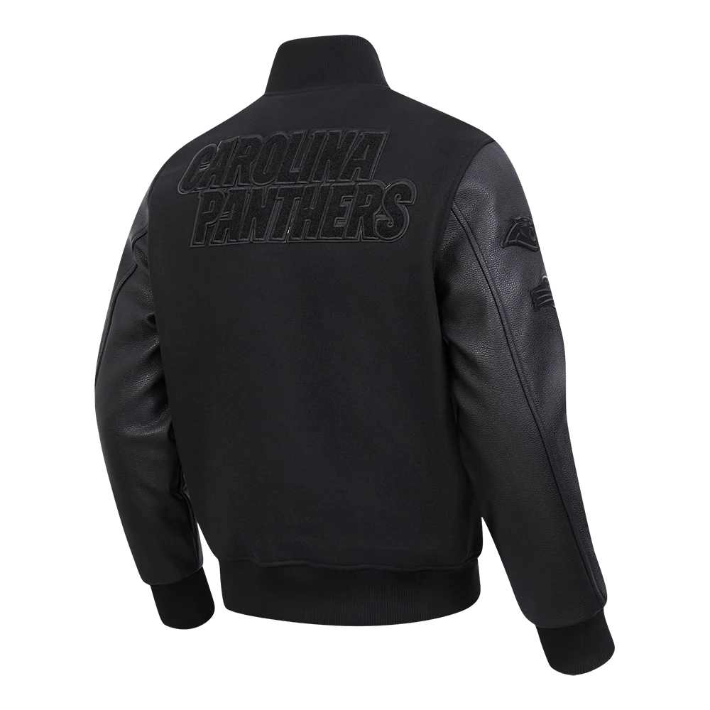 NFL CAROLINA PANTHERS TRIPLE BLACK WOOL MEN'S VARSITY JACKET (TRIPLE BLACK) - Image 4