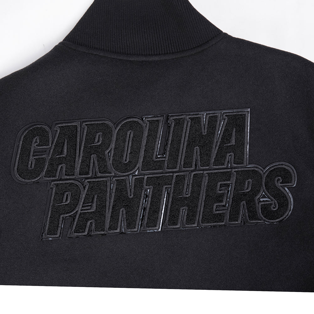 NFL CAROLINA PANTHERS TRIPLE BLACK WOOL MEN'S VARSITY JACKET (TRIPLE BLACK) - Image 5