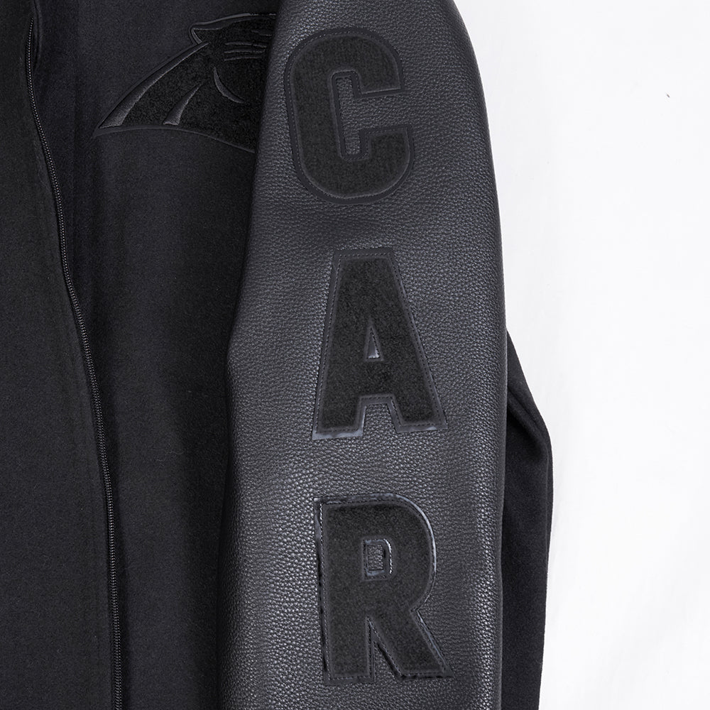 NFL CAROLINA PANTHERS TRIPLE BLACK WOOL MEN'S VARSITY JACKET (TRIPLE BLACK) - Image 6