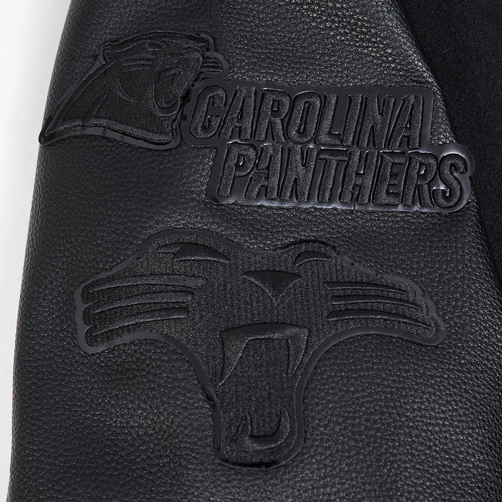 NFL CAROLINA PANTHERS TRIPLE BLACK WOOL MEN'S VARSITY JACKET (TRIPLE BLACK) - Image 7