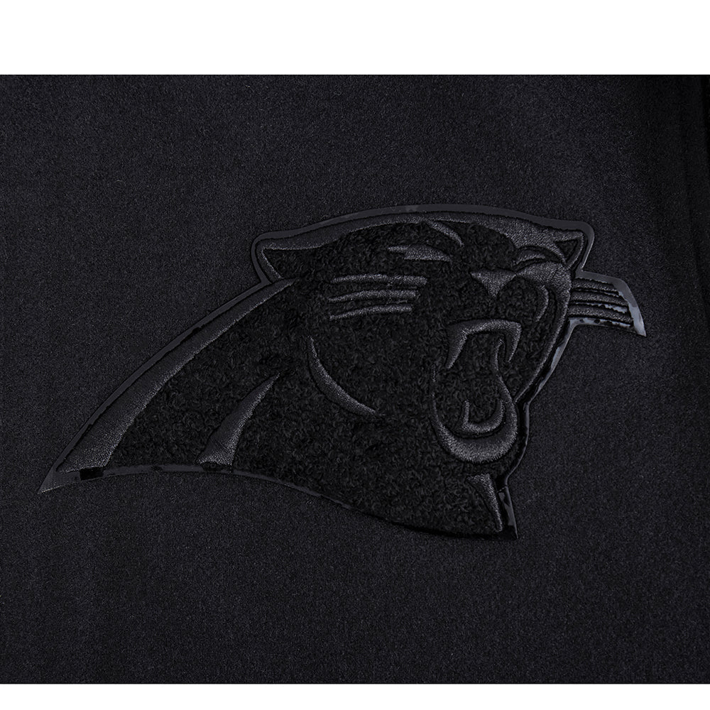 NFL CAROLINA PANTHERS TRIPLE BLACK WOOL MEN'S VARSITY JACKET (TRIPLE BLACK) - Image 8