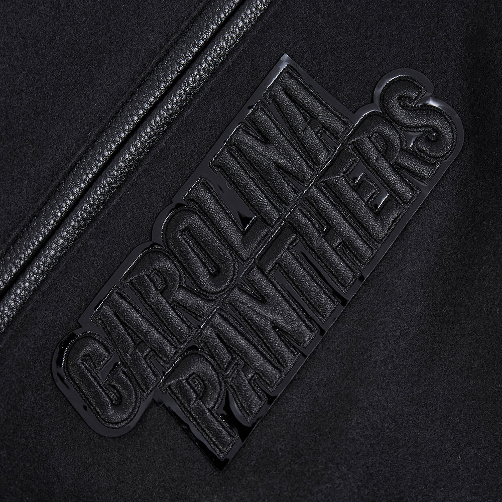 NFL CAROLINA PANTHERS TRIPLE BLACK WOOL MEN'S VARSITY JACKET (TRIPLE BLACK) - Image 9