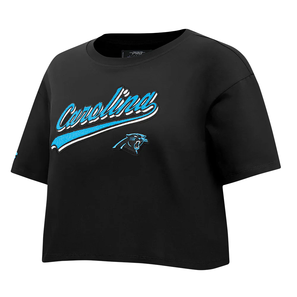 NFL CAROLINA PANTHERS SCRIPT TAIL WOMEN'S SJ BOXY TEE (BLACK) - Image 11