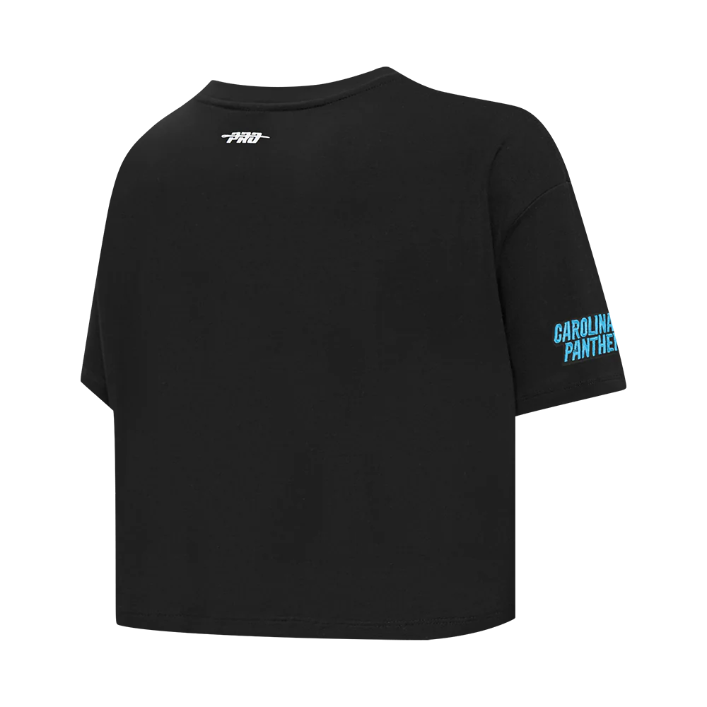 NFL CAROLINA PANTHERS SCRIPT TAIL WOMEN'S SJ BOXY TEE (BLACK) - Image 6
