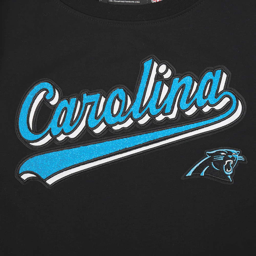 NFL CAROLINA PANTHERS SCRIPT TAIL WOMEN'S SJ BOXY TEE (BLACK) - Image 7